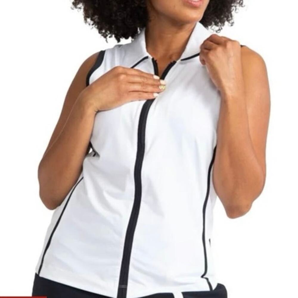 KINONA Keep It Covered Size Small Sleeveless Golf Top White with Black Trim